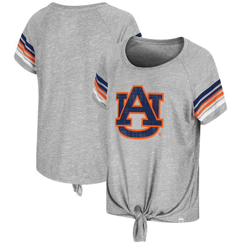 Women's Colosseum Heathered Gray Auburn Tigers Boo You Knotted Raglan T-Shirt