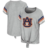 Women's Colosseum Heathered Gray Auburn Tigers Boo You Knotted Raglan T-Shirt