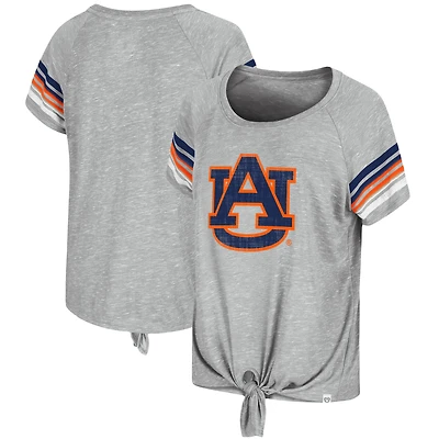 Women's Colosseum Heathered Gray Auburn Tigers Boo You Knotted Raglan T-Shirt