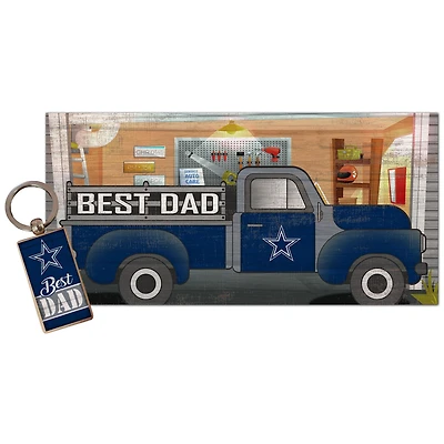 Dallas Cowboys 6'' x 12'' Best Dad Truck Sign & Key Chain Bundle