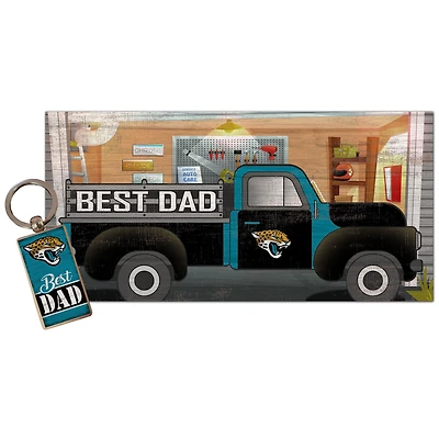 Jacksonville Jaguars 6'' x 12'' Best Dad Truck Sign & Key Chain Bundle