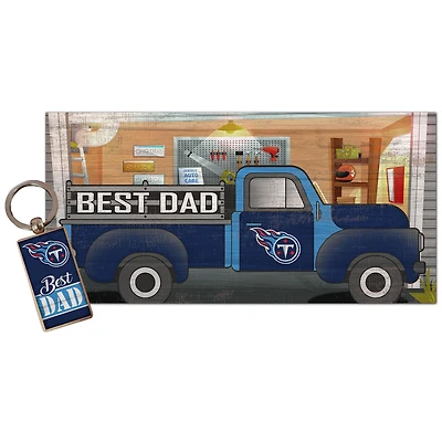Tennessee Titans 6'' x 12'' Best Dad Truck Sign & Key Chain Bundle