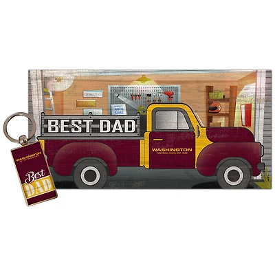 Washington Football Team 6'' x 12'' Best Dad Truck Sign & Key Chain Bundle