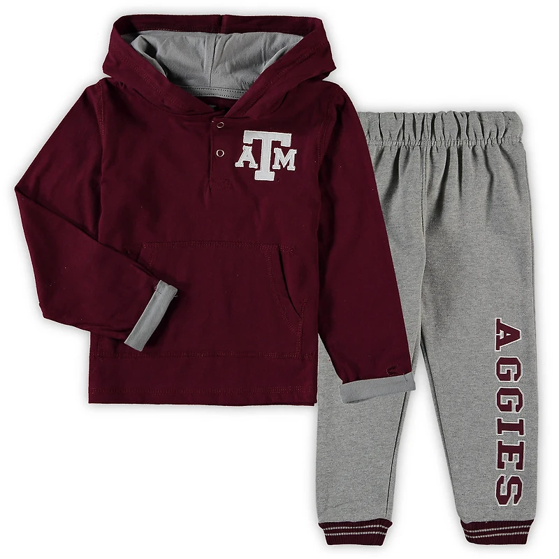 Toddler Colosseum Maroon/Heathered Gray Texas A&M Aggies Poppies Hoodie and Sweatpants Set