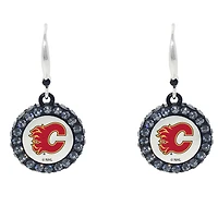 Calgary Flames Hockey Puck Earrings