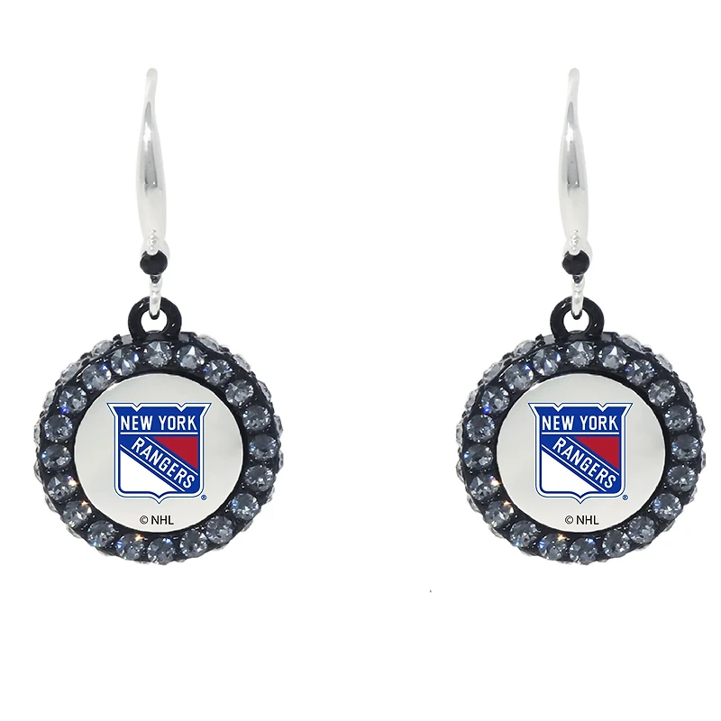 New York Rangers Hockey Puck Earrings