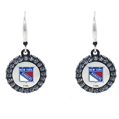 New York Rangers Hockey Puck Earrings