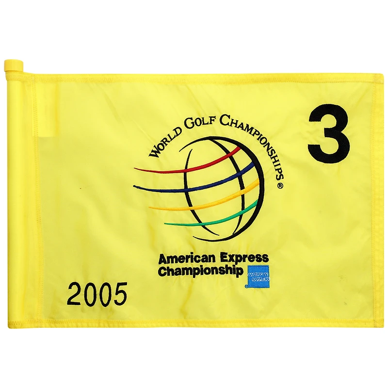 PGA TOUR Event-Used #3 Yellow Pin Flag from The American Express Championship on October 6th to 9th 2005