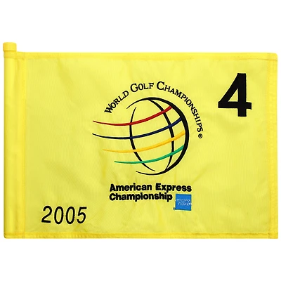 PGA TOUR Event-Used #4 Yellow Pin Flag from The American Express Championship on October 6th to 9th 2005