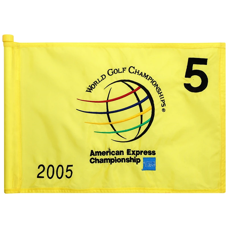 PGA TOUR Event-Used #5 Yellow Pin Flag from The American Express Championship on October 6th to 9th 2005