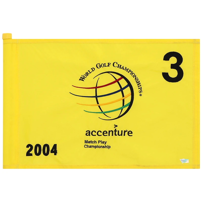 PGA TOUR Event-Used #3 Yellow Pin Flag from The Accenture Match Play Championship on February 25th to 29th 2004