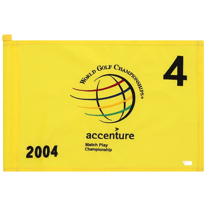 PGA TOUR Event-Used #4 Yellow Pin Flag from The Accenture Match Play Championship on February 25th to 29th 2004