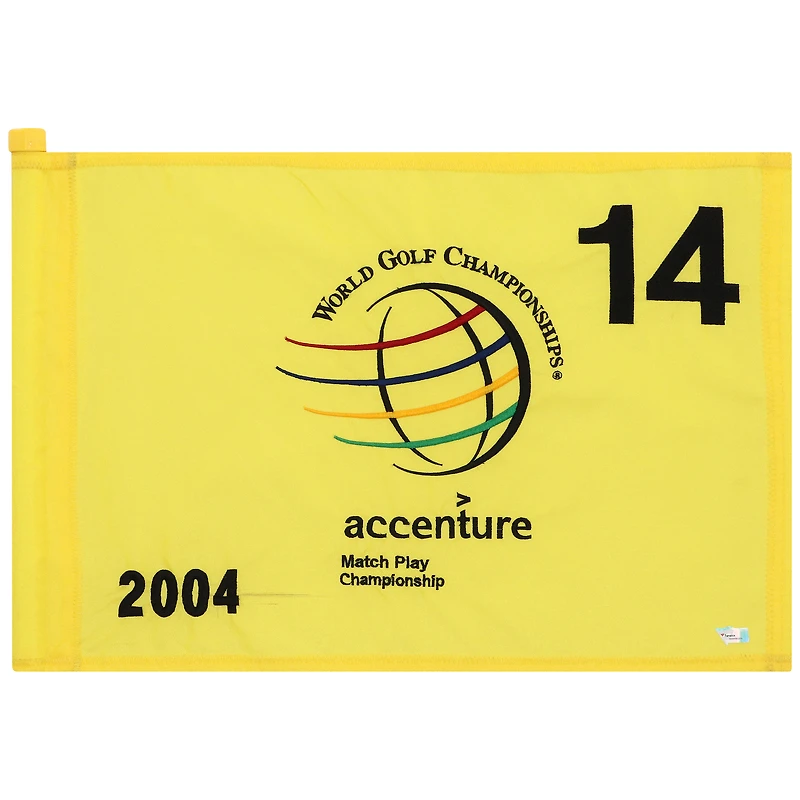 PGA TOUR Event-Used #14 Yellow Pin Flag from The Accenture Match Play Championship on February 25th to 29th 2004