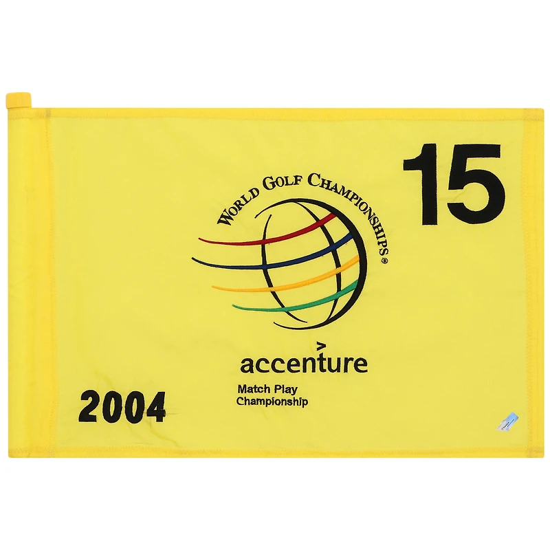 PGA TOUR Event-Used #15 Yellow Pin Flag from The Accenture Match Play Championship on February 25th to 29th 2004