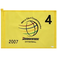 PGA TOUR Event-Used #4 Yellow Pin Flag from The Bridgestone Invitational on August 2nd to 5th 2007