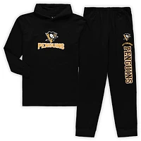 Men's Concepts Sport Black Pittsburgh Penguins Big & Tall Pullover Hoodie & Joggers Sleep Set