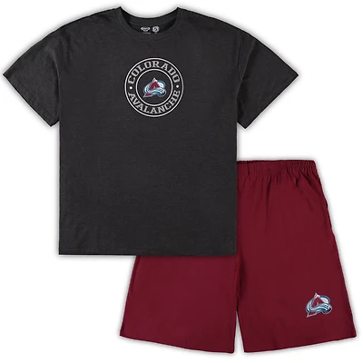 Men's Concepts Sport Burgundy/Heathered Charcoal Colorado Avalanche Big & Tall Top & Shorts Sleep Set