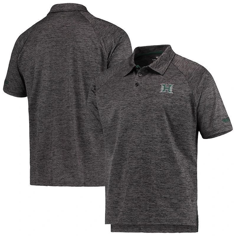 Men's Colosseum Heathered Black Hawaii Warriors Down Swing Raglan Polo