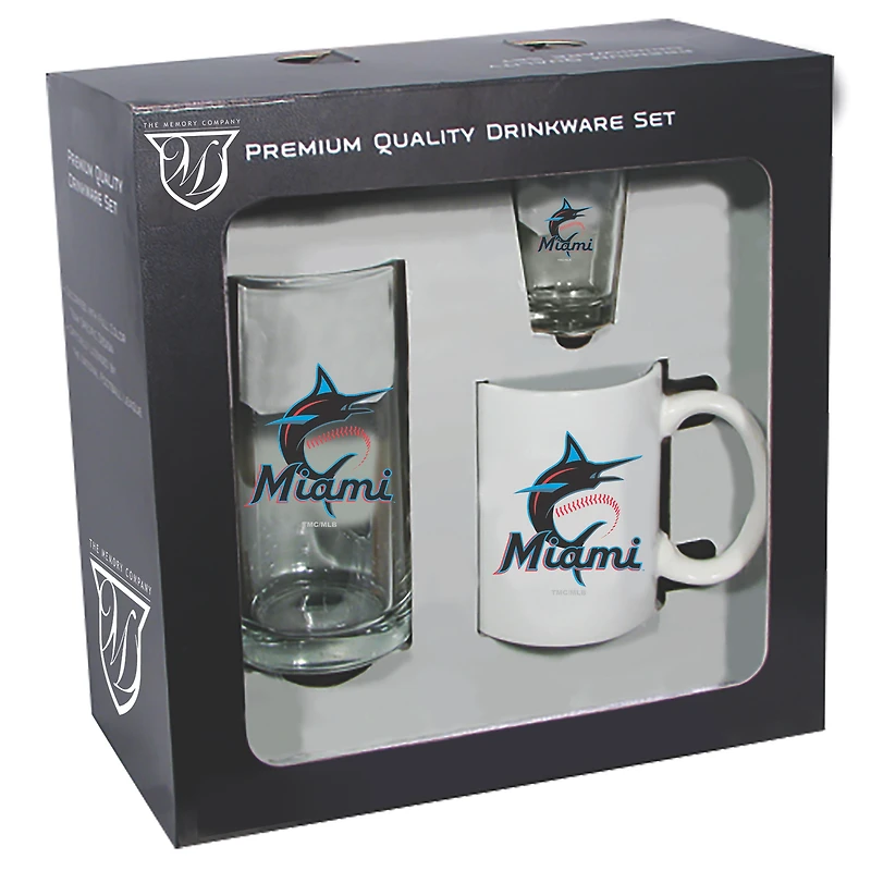 Miami Marlins 15oz. Stein 11oz. Mug & 2oz. Shot Glass Set