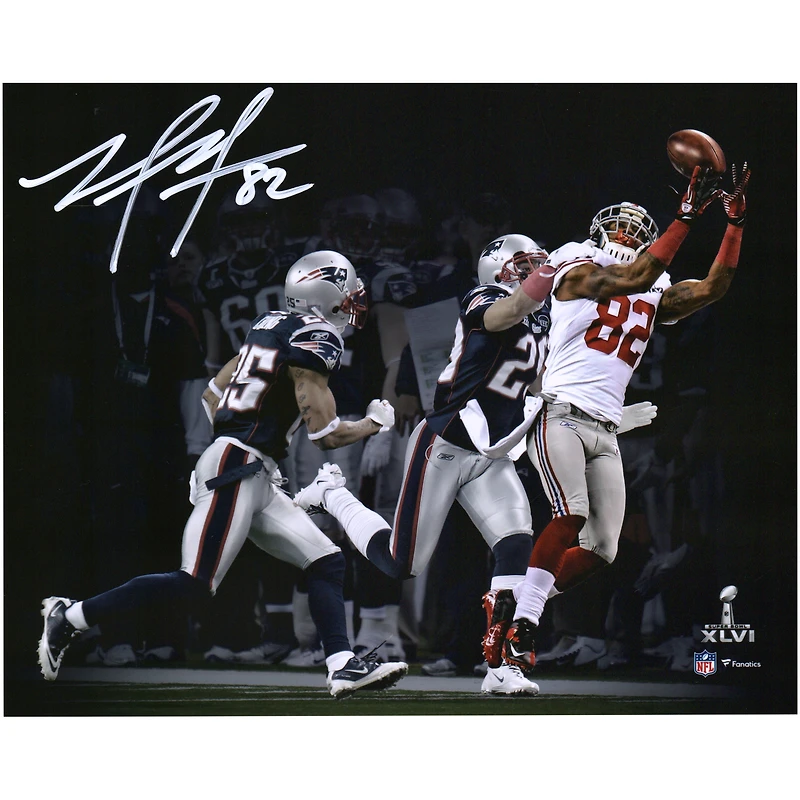 Mario Manningham New York Giants Autographed 8" x 10" Super Bowl XLVI Catch Spotlight Photograph