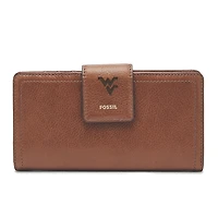 Women's Fossil Brown West Virginia Mountaineers Leather Logan RFID Tab Clutch