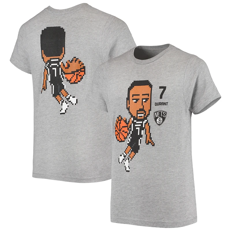 Youth Kevin Durant Heathered Gray Brooklyn Nets Pixel Player T-Shirt