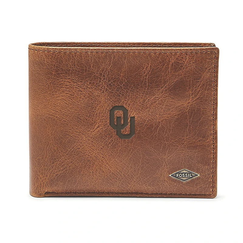 Men's Fossil Brown Oklahoma Sooners Ryan RFID Passcase