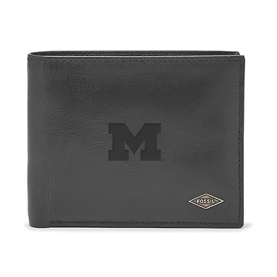 Men's Fossil Black Michigan Wolverines Ryan RFID Passcase
