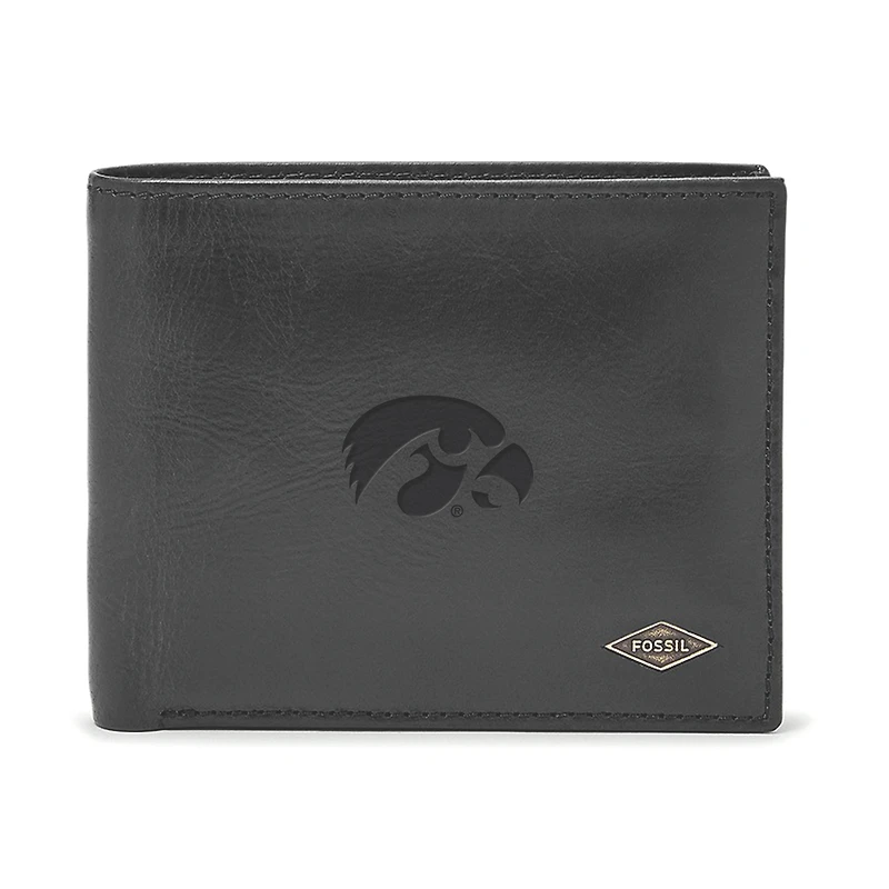 Men's Fossil Black Iowa Hawkeyes Ryan RFID Passcase