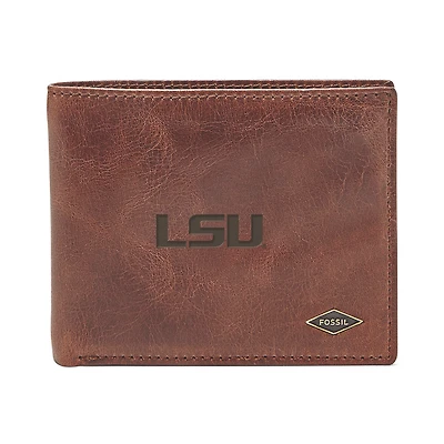 Men's Fossil Brown LSU Tigers Ryan RFID Flip ID Bi-Fold Wallet