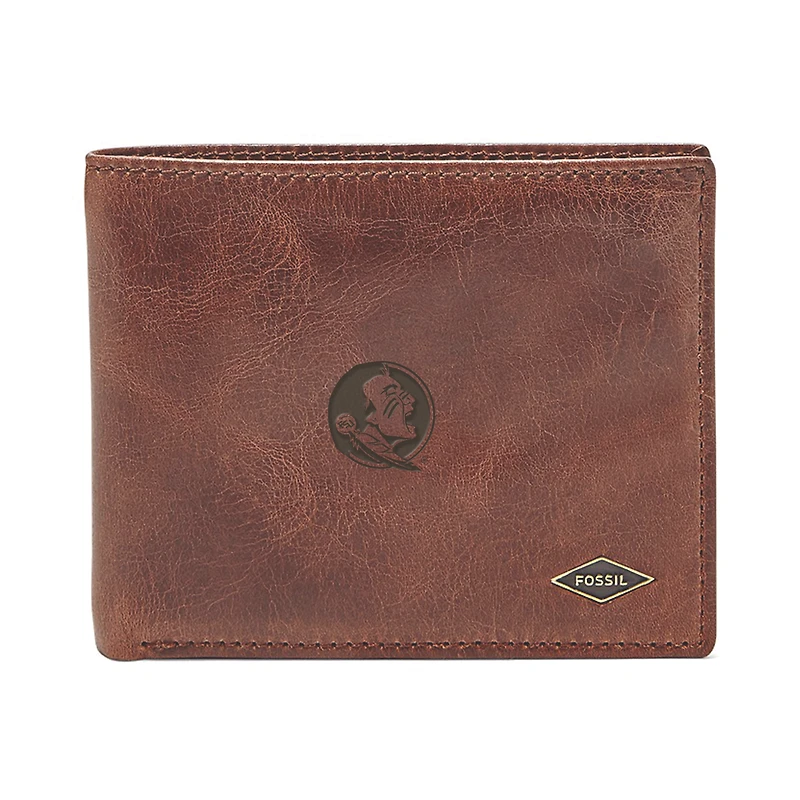 Men's Fossil Brown Florida State Seminoles Ryan RFID Flip ID Bi-Fold Wallet