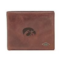 Men's Fossil Brown Iowa Hawkeyes Ryan RFID Flip ID Bi-Fold Wallet