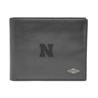Men's Fossil Black Nebraska Huskers Ryan RFID Flip ID Bi-Fold Wallet