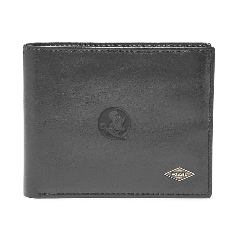 Men's Fossil Black Florida State Seminoles Ryan RFID Flip ID Bi-Fold Wallet
