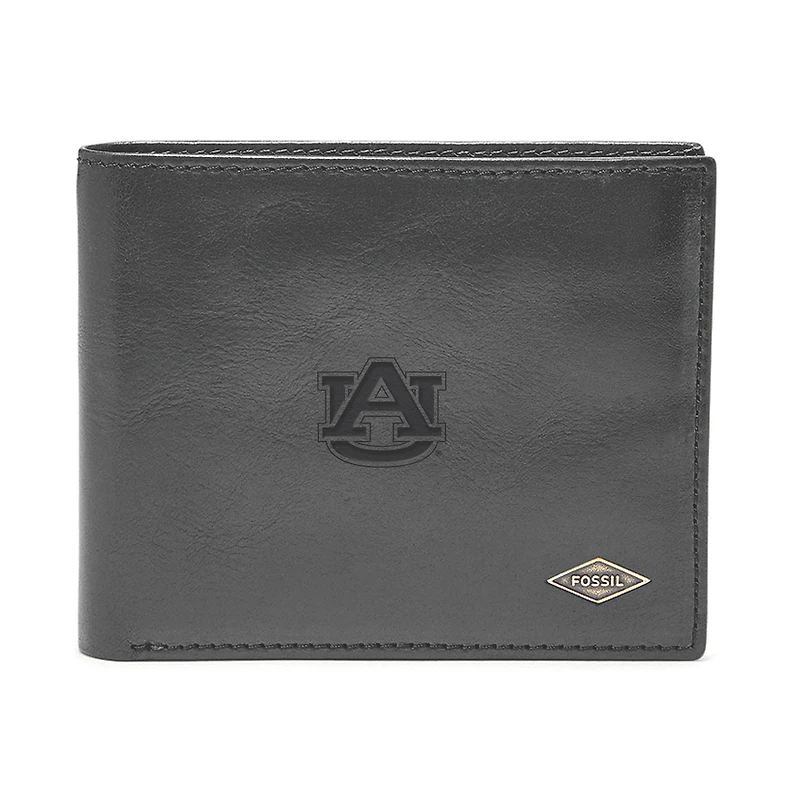 Men's Fossil Black Auburn Tigers Ryan RFID Flip ID Bi-Fold Wallet