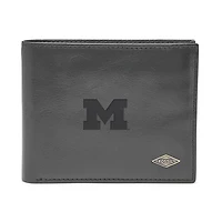 Men's Fossil Black Michigan Wolverines Ryan RFID Flip ID Bi-Fold Wallet