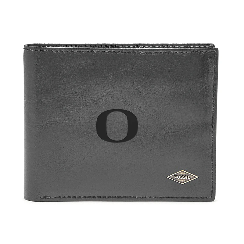 Men's Fossil Black Oregon Ducks Ryan RFID Flip ID Bi-Fold Wallet