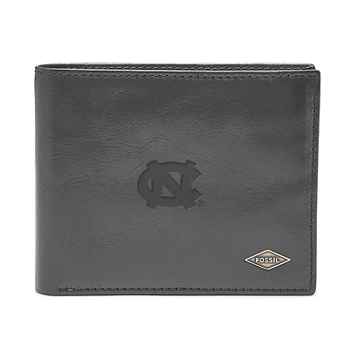 Men's Fossil Black North Carolina Tar Heels Ryan RFID Flip ID Bi-Fold Wallet