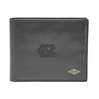 Men's Fossil Black North Carolina Tar Heels Ryan RFID Flip ID Bi-Fold Wallet