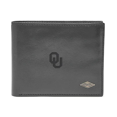 Men's Fossil Black Oklahoma Sooners Ryan RFID Flip ID Bi-Fold Wallet