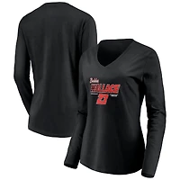 Women's Black Bubba Wallace Dominant Winner V-Neck Long Sleeve T-Shirt