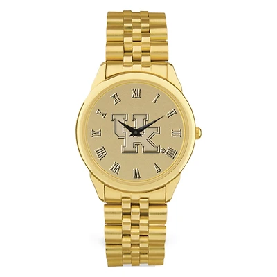 Men's Gold Kentucky Wildcats Medallion Rolled Link Bracelet Wristwatch