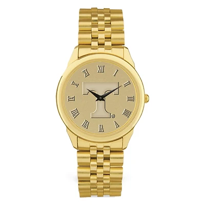 Men's Gold Tennessee Volunteers Medallion Rolled Link Bracelet Wristwatch