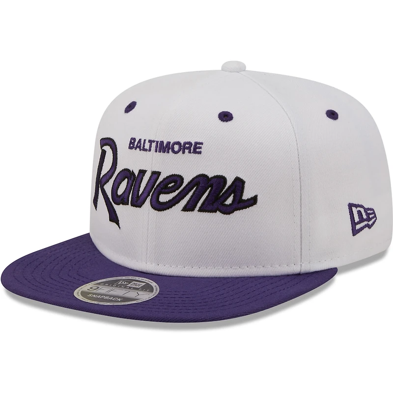 Men's New Era White/Purple Baltimore Ravens Sparky Original 9FIFTY Snapback Hat