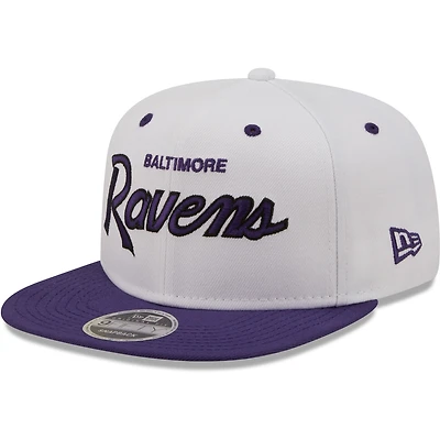 Men's New Era White/Purple Baltimore Ravens Sparky Original 9FIFTY Snapback Hat