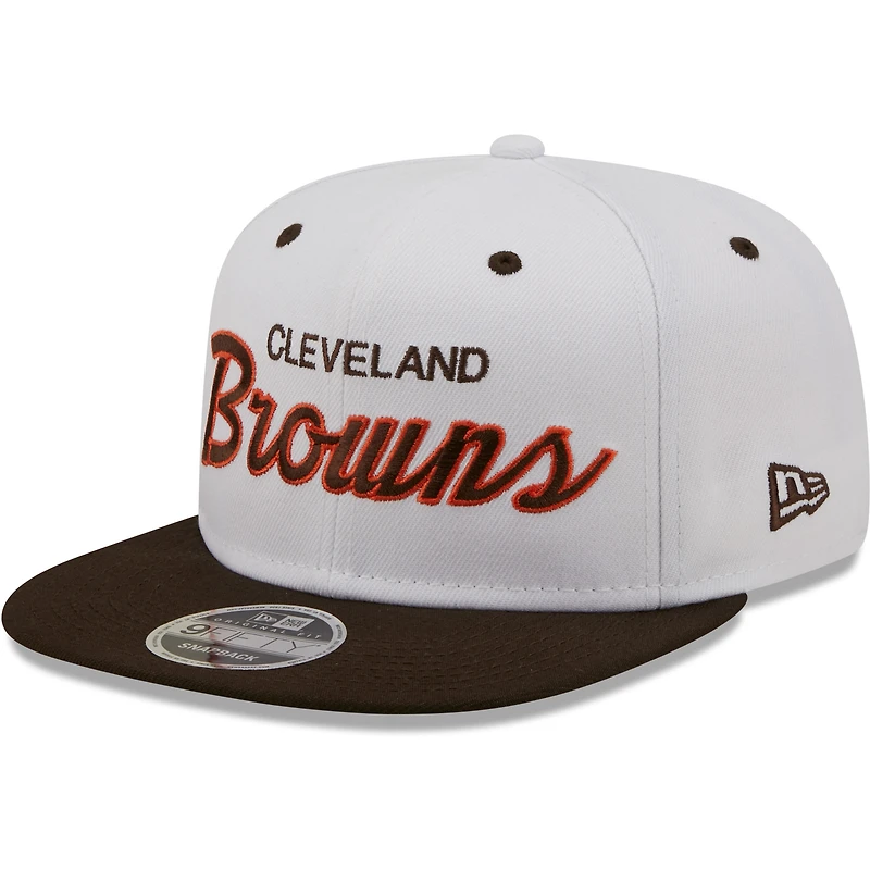 Men's New Era White/Brown Cleveland Browns Sparky Original 9FIFTY Snapback Hat