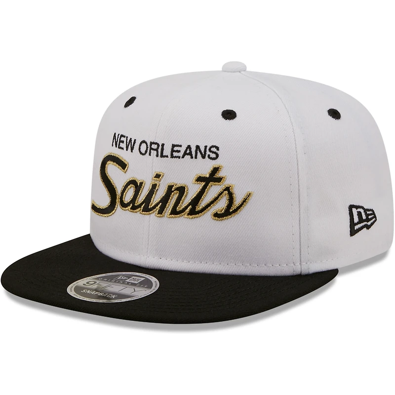 Men's New Era White/Black New Orleans Saints Sparky Original 9FIFTY Snapback Hat