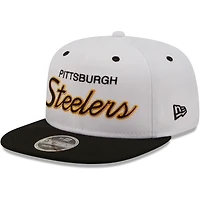 Men's New Era White/Black Pittsburgh Steelers Sparky Original 9FIFTY Snapback Hat