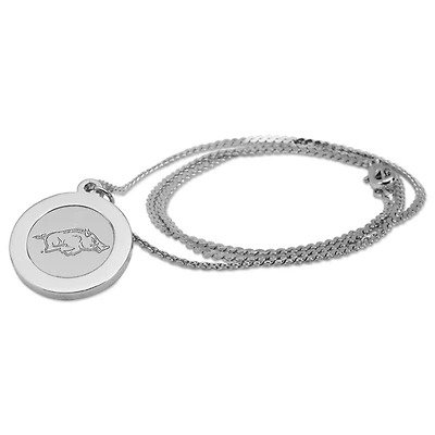Arkansas Razorbacks Silver Pendant Necklace