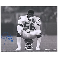 Lawrence Taylor New York Giants Autographed 16" x 20" Helmet Sit Photograph with "HOF 99" Inscription - Blue Ink